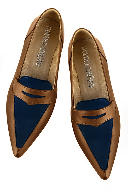 Mocassin femme marron caramel et bleu marine Mocassin l gant et